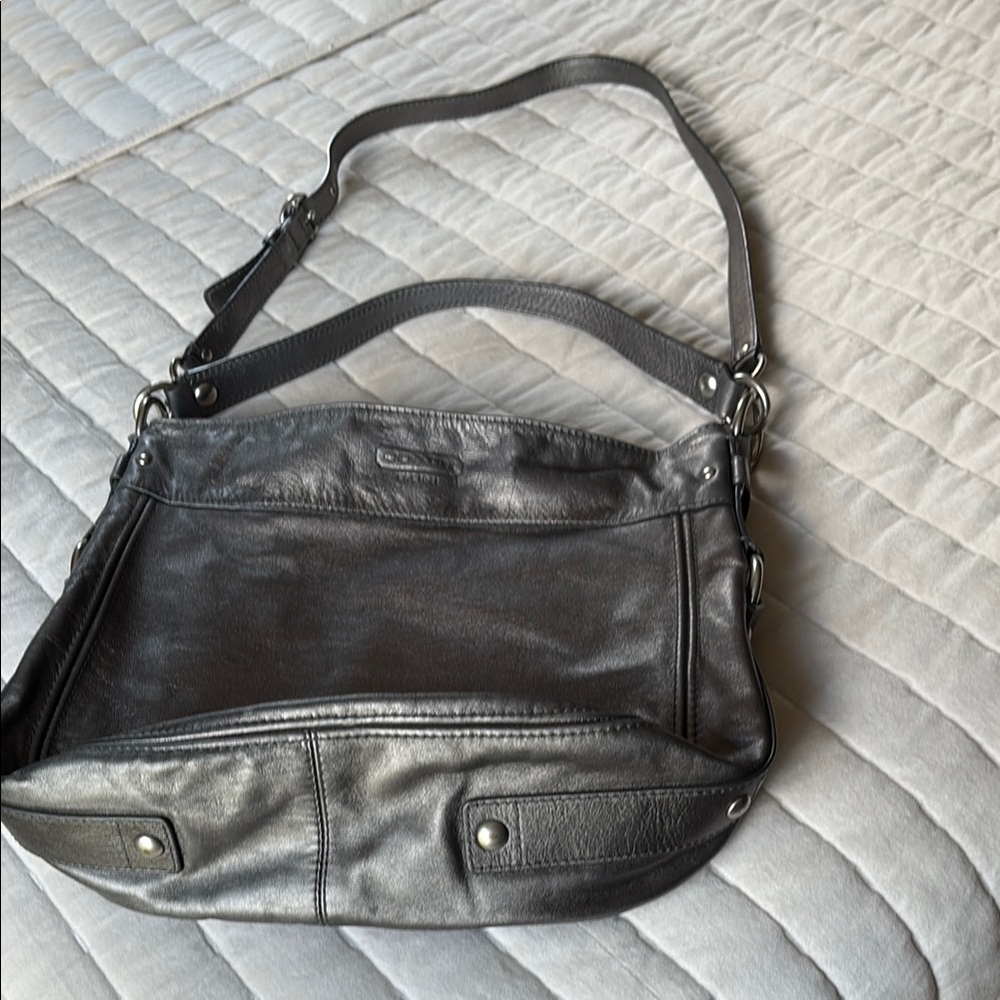 Coach Metallic Gray Shoulder Bag